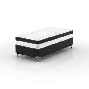 Conjunto Solteiro Diamond Euro Pt 0,88x1,88x0,63 Bege e Preto