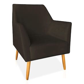 Poltrona Decorativa Julia Veludo Marrom Pés Palito Castanho - Pallazio