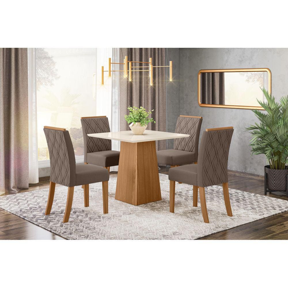 Mesa de Jantar Dora 90 4 Cad. Vita Bege - Henn