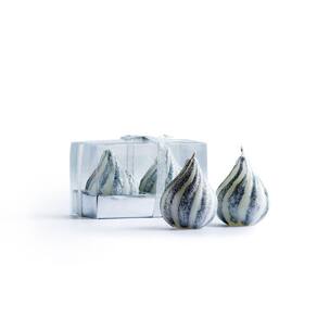 Vela Decorativa Vizapi C/ 2 Gota 5,5X7Cm Branca Prata