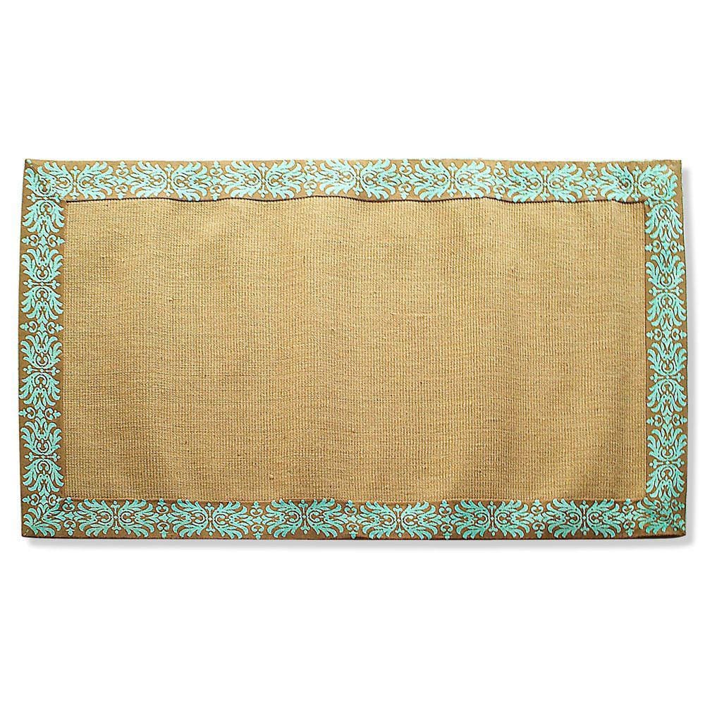 Tapete De Sala Corredor Juta Vizapi Vz676 90X150Cm Azul Claro Chambray Blue