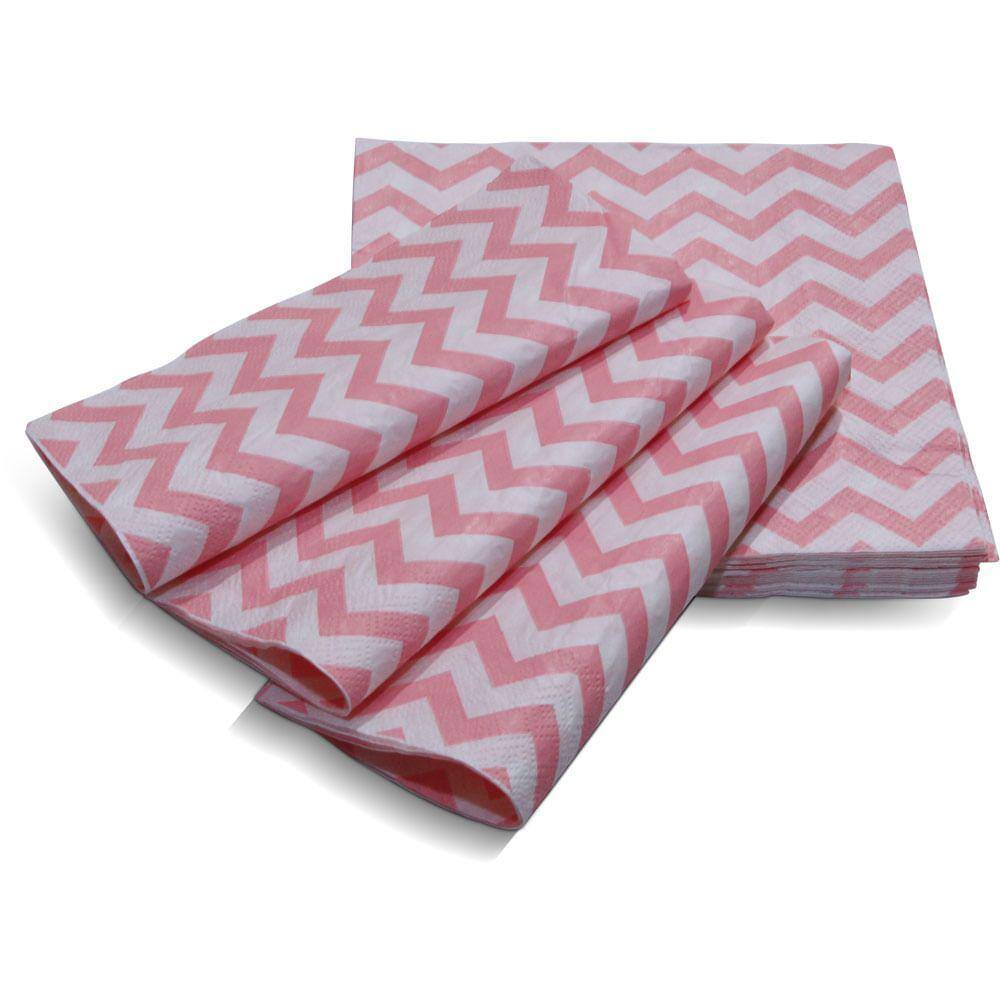 Guardanapo Papel Decorado Vizapi Chevron 33X33Cm C/ 20 Folha Dupla Rosa Pink