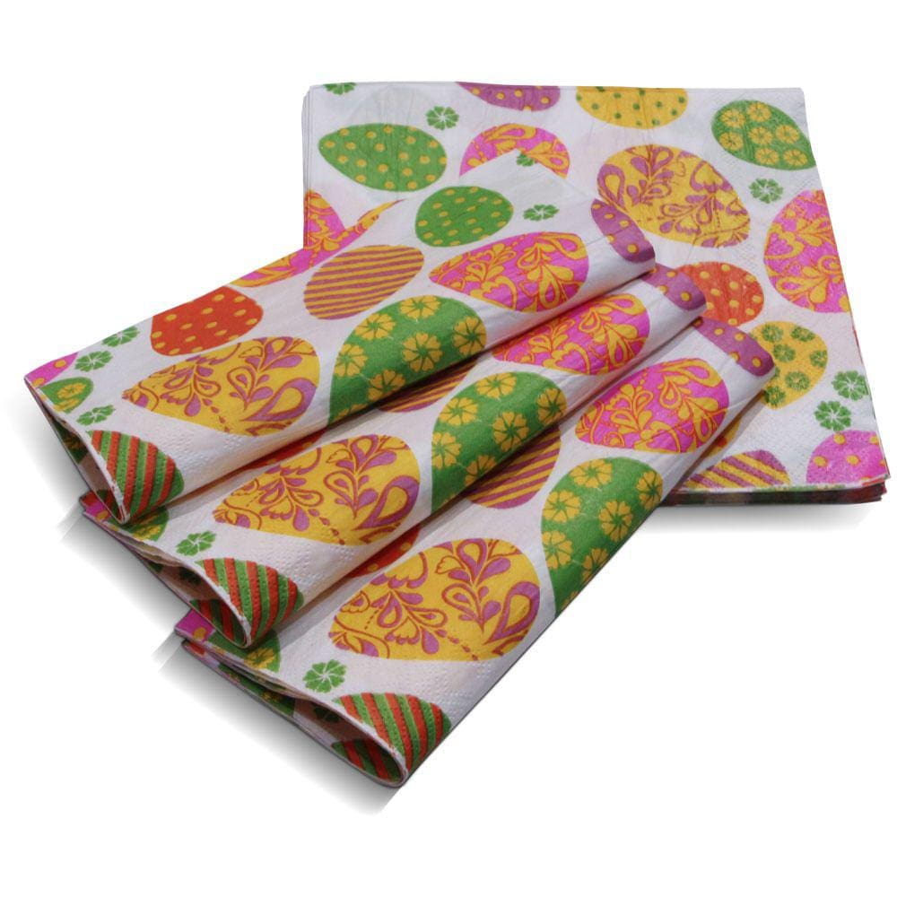 Guardanapo Papel Decorado Páscoa Vizapi Easter Eggs 33X33Cm C/ 20 Folha Dupla Multicolorido