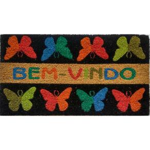 Capacho porta De Coco Retangular Vizapi Natural 33X60Cm Spring Bem_Vindo