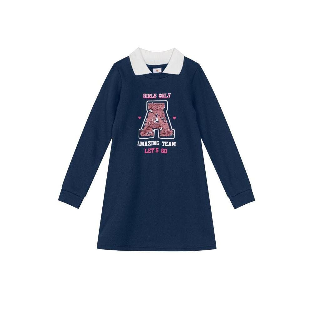 Vestido Manga Longa De Moletom Infantil Menina Brandili