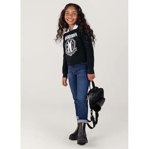 Blusão Moletom Wandinha Infantil Menina Brandili