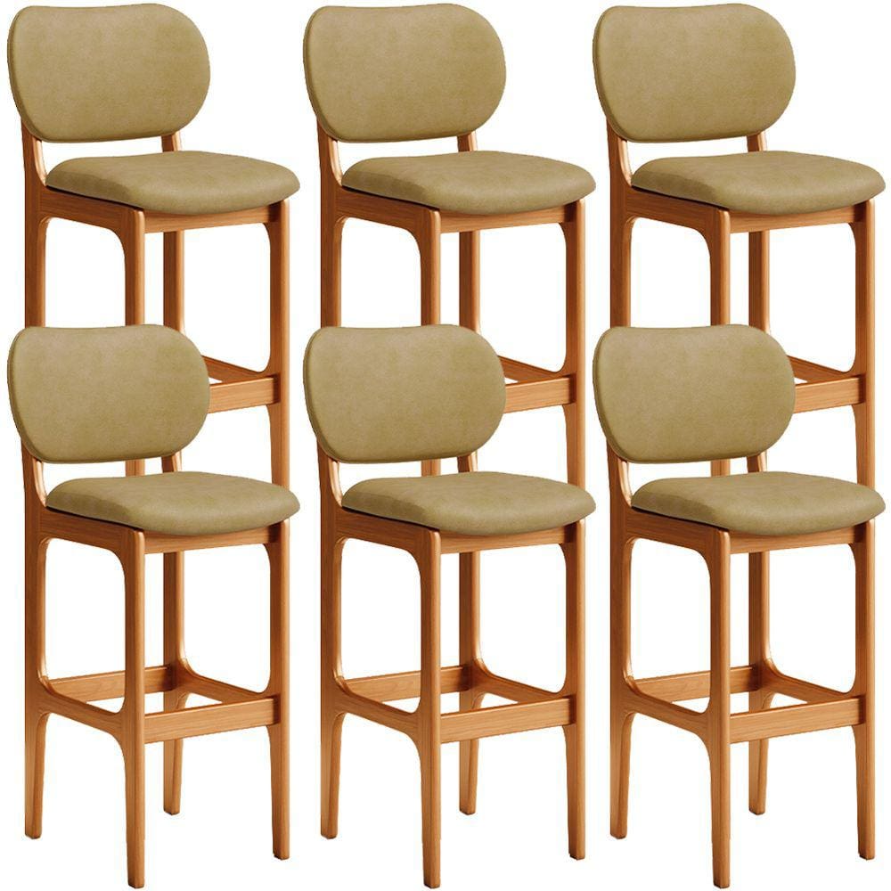 Kit 06 Banquetas Alta Para Cozinha Madeira Fixa Betta L02 Imbuia Couríssimo Casco F - Lyam Decor
