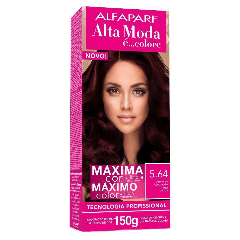 Tinta Para Cabelo Alta Moda 5.64 Vermelho Acobreado 150G