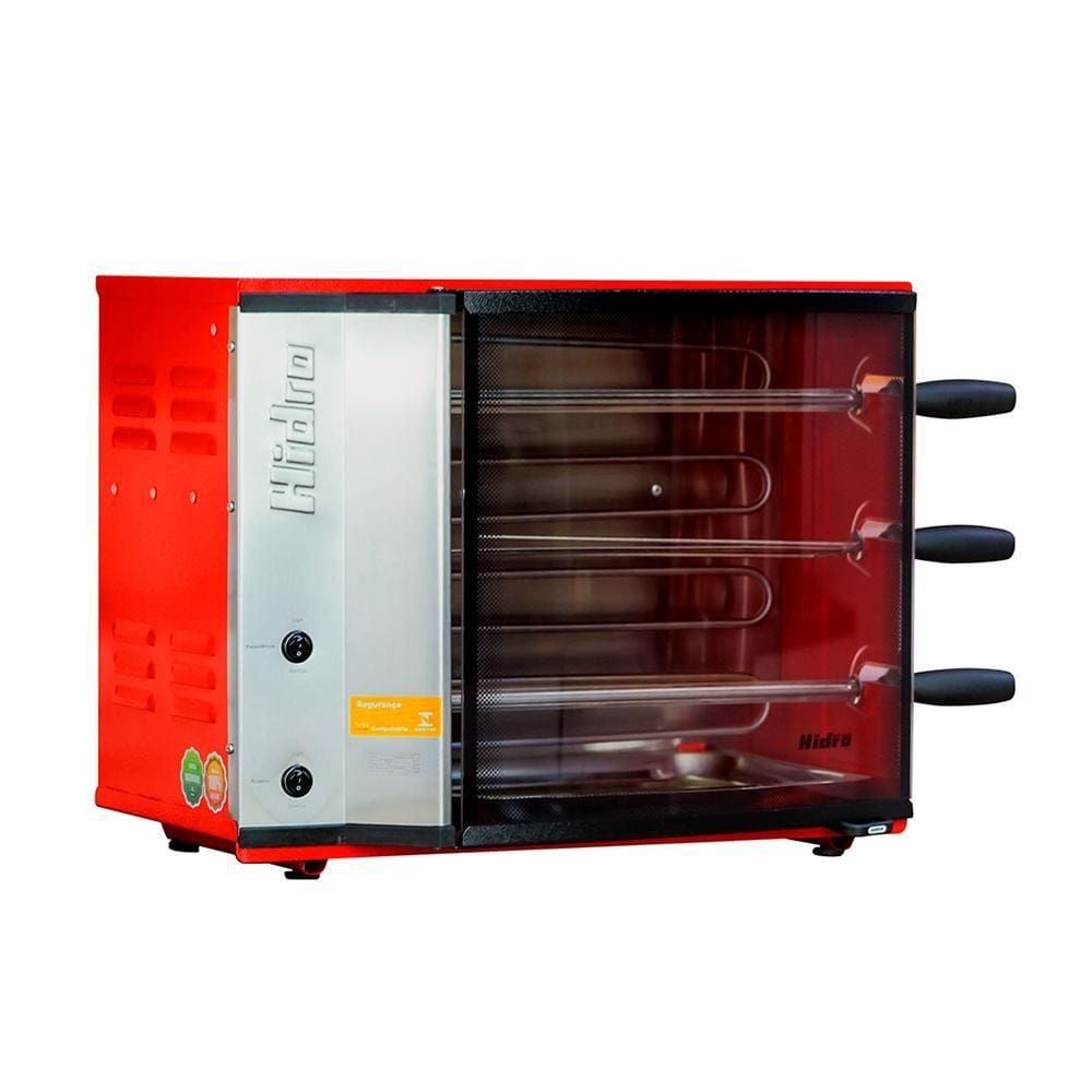 Assador Elétrico Hidro 3 Espetos Giratórios Vermelho Nativa 127V CHE-03
