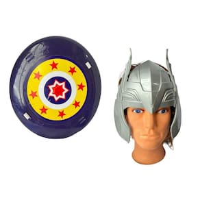 Kit Máscara Prata E Escudo Heróis Infantil Fantasia