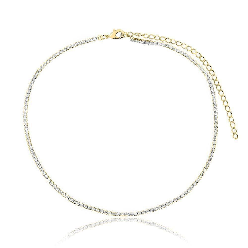 Choker Riviera Luxo Milliá Cravejado Folheado Em Ouro 18k