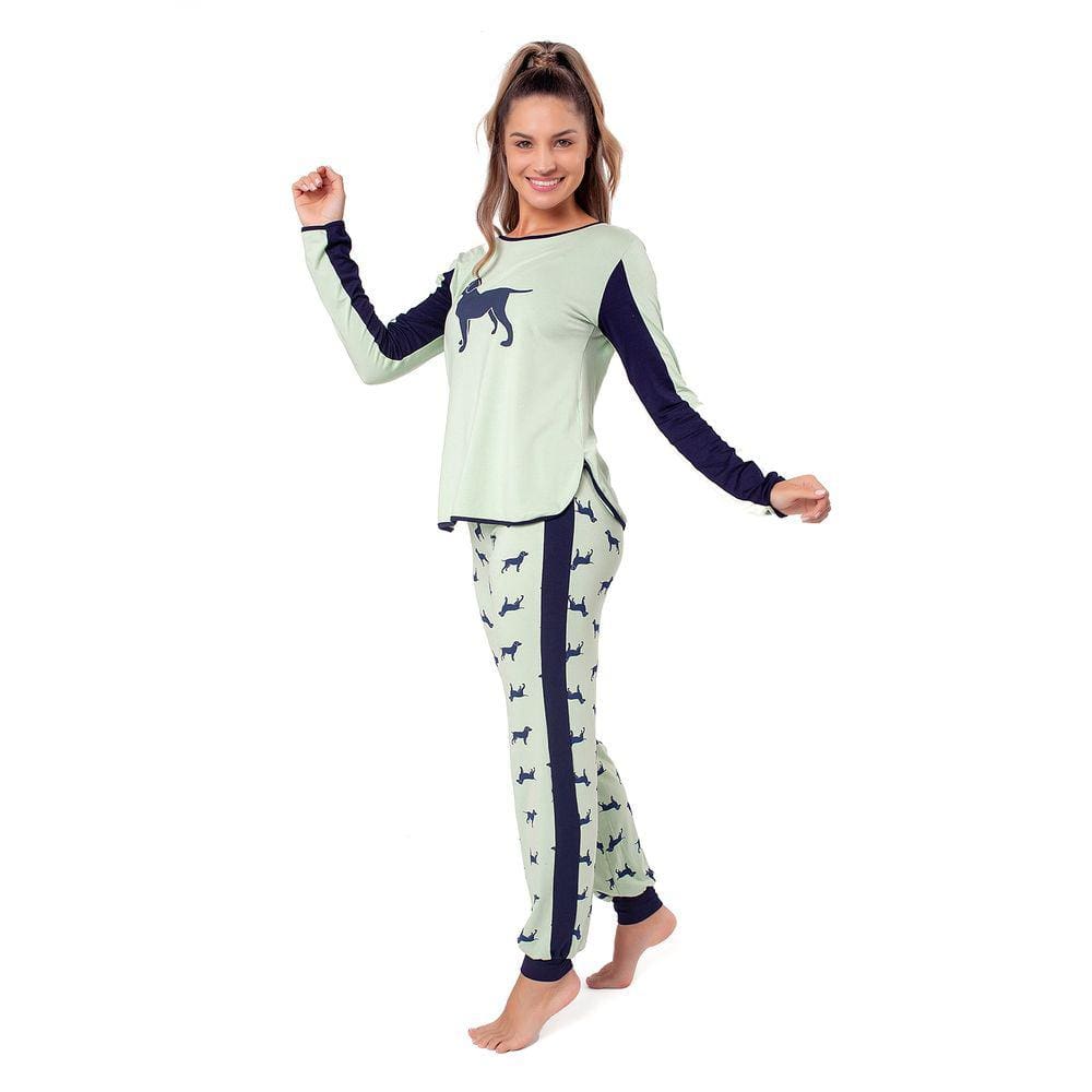 Pijama Adulto Feminino Manga Longa Inverno Viscolycra