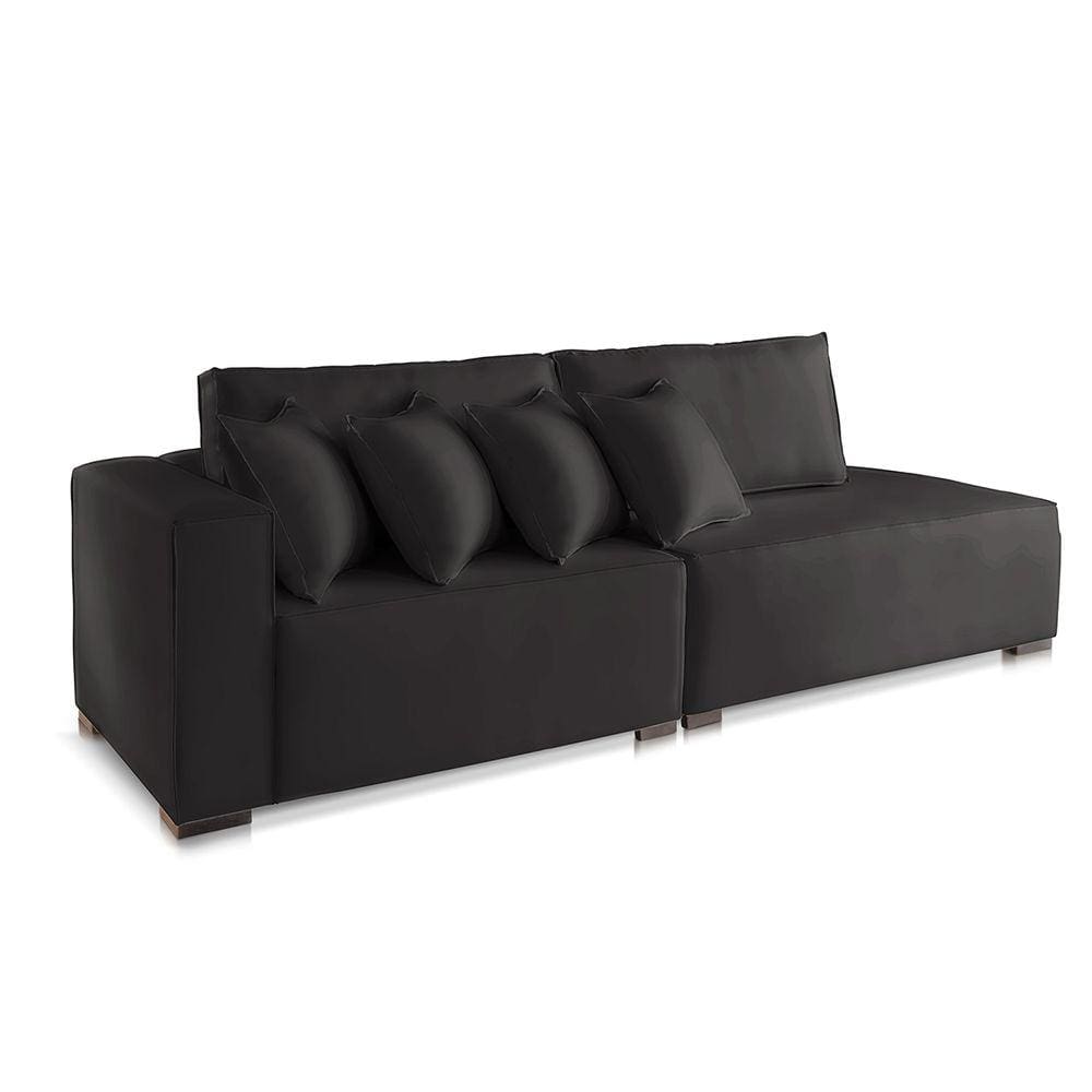 Sofá 2 3 4 Lugares Modulado Almofada Solta Molas Istambul BD Veludo Preto 2,3m