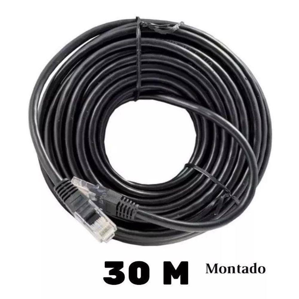 Cabo De Rede Com 30 Metros Lan Montado Preto Rj45 - Estoque