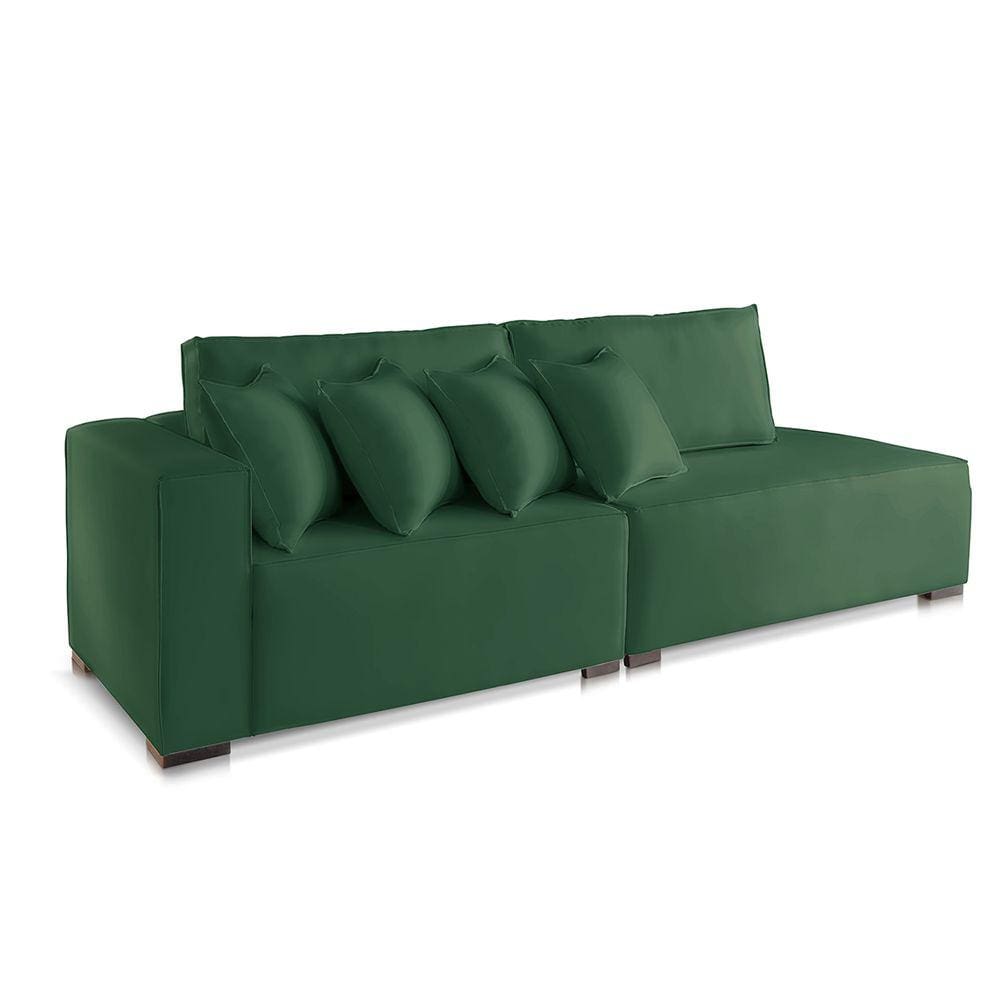 Sofá 2 3 4 Lugares Modulado Almofada Solta Molas Istambul BD Suede Verde 2,7m