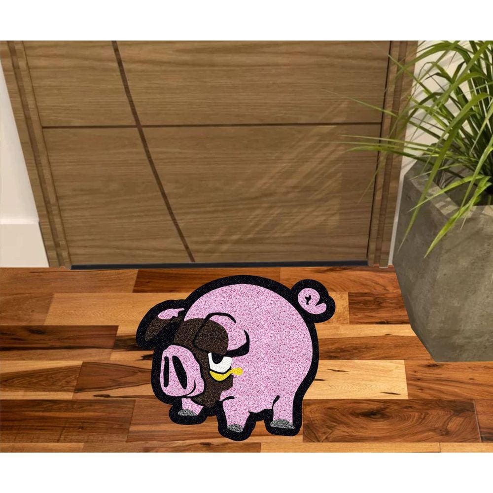 Capacho Tapete Porco Porquinho no Formato Cor Rosa Bebe