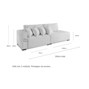 Sofá 2 3 4 Lugares Modulado Almofada Solta Molas Istambul BD Suede Bege Medio 1,9m