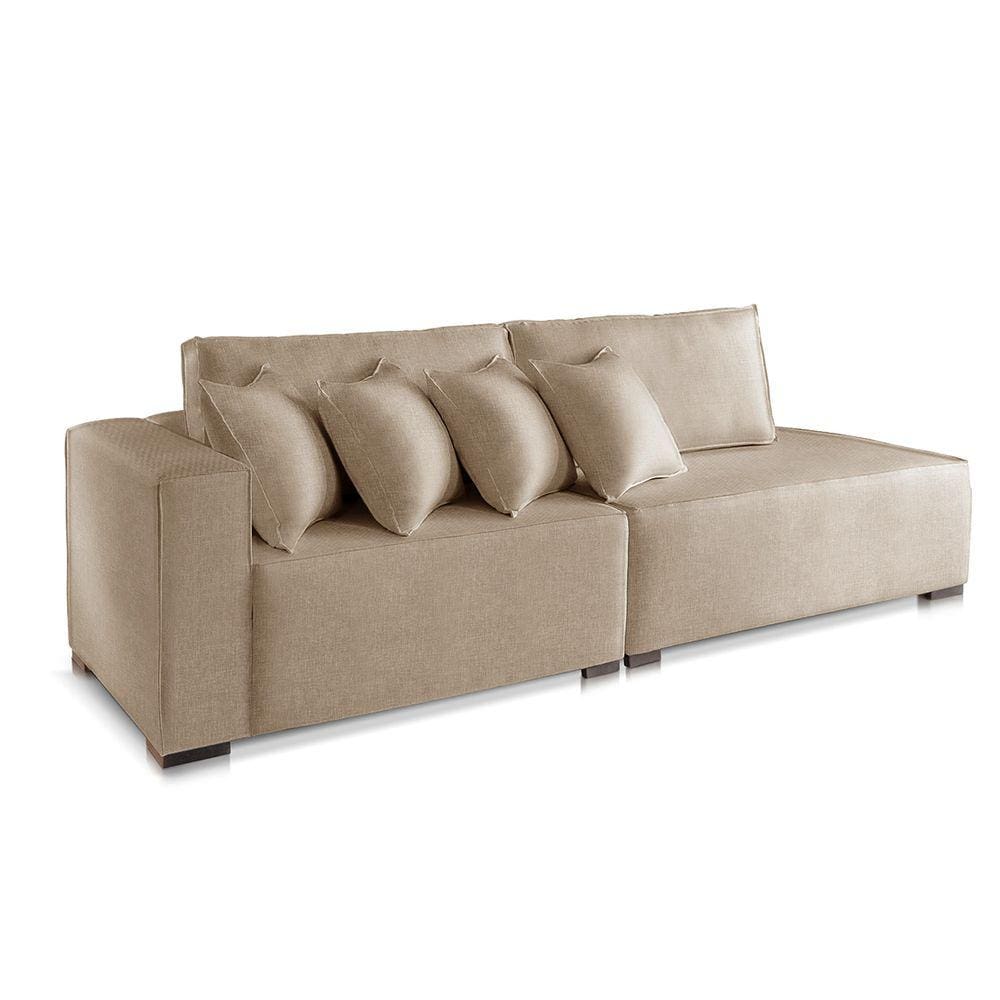 Sofá 2 3 4 Lugares Modulado Almofada Solta Molas Istambul BD Suede Bege Medio 2,5m
