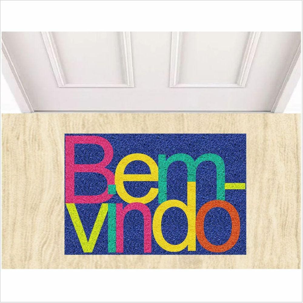Tapete Bem Vindo Colorido 60X40 Cm