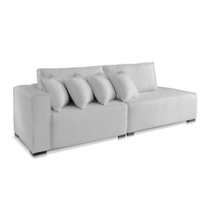 Sofá 2 3 4 Lugares Modulado Almofada Solta Molas Istambul BD Suede Cinza Claro 1,9m