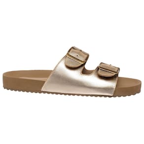 Sandália Flat Rasteira Chinelo Feminino Sensação Do Momento Birken Ouro