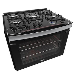 Fogão de Embutir 5 Bocas Preto com Mesa de Vidro e Timer Digital Dako Diplomata Grill Bivolt
