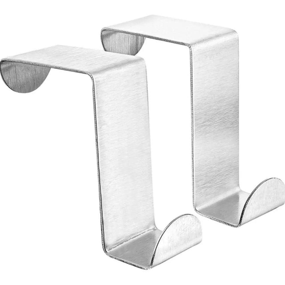 Kit 2 Ganchos p/ Porta Armário Cozinha Pendurar Objetos Inox