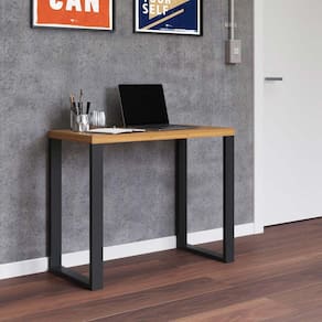 Escrivaninha para Home Office 89x44 Cm Industrial 100% MDF Freijó Preto Fosco Pradel
