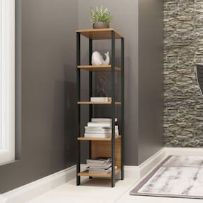 Estante Industrial 5 Prateleiras 33x135 Cm 100% MDF Freijó Preto Fosco Pradel
