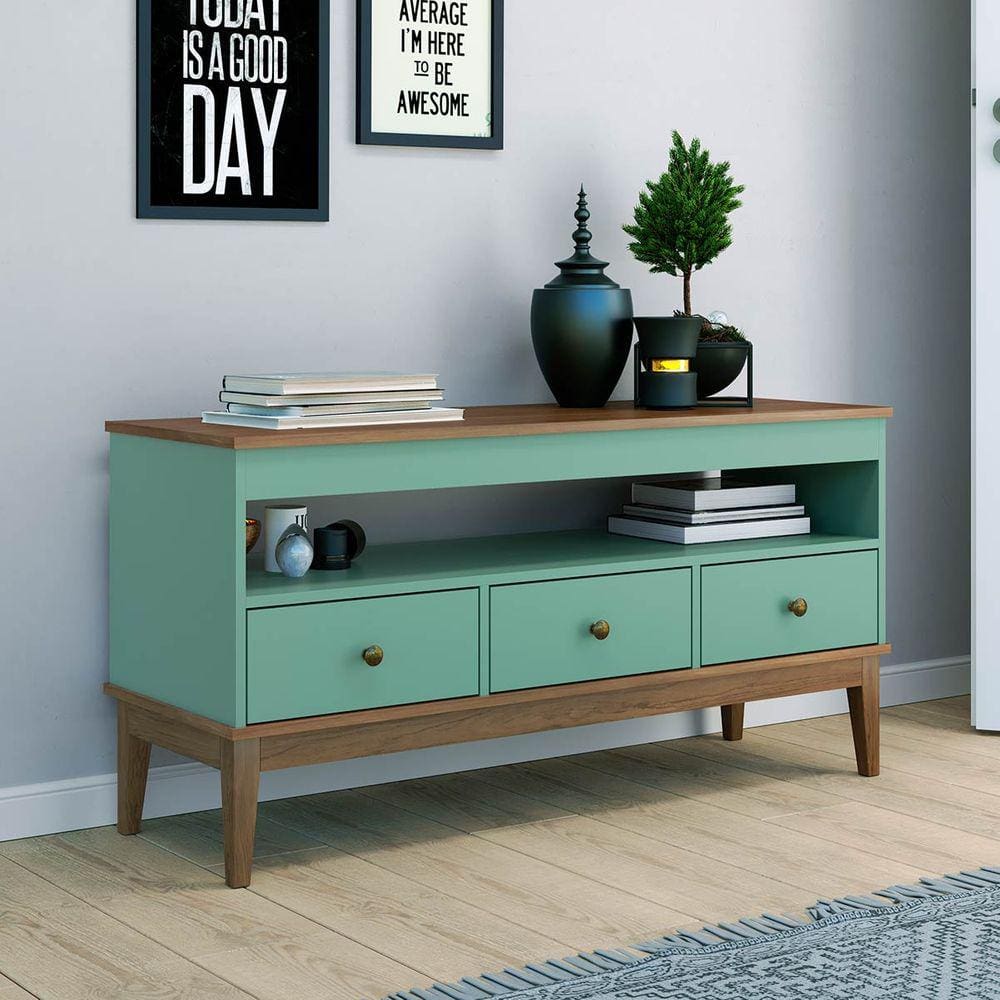 Rack para Sala TV até 43`` Pol. Colonial 120 Cm Freijó Olivia Móvel Bento