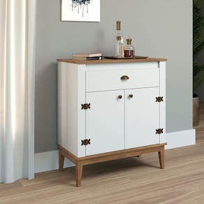 Aparador para Sala 2 Portas 1 Gaveta Colonial 80 Cm Freijó Branco Móvel Bento