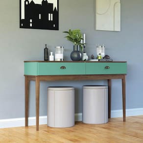 Aparador Sala Pés de Madeira 2 Gavetas Colonial 136Cm Verde Móvel Bento