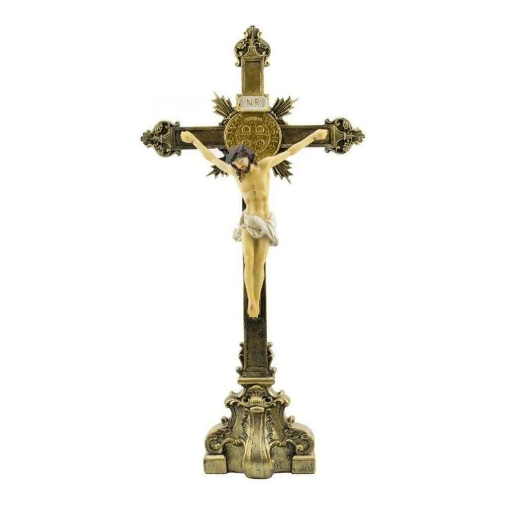 Crucifixo De Mesa Imagem Jesus Na Cruz Crucificado 35.5