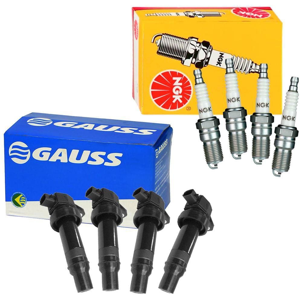 Kit Bobina Gauss + Vela NGK HB20 1.6 16V Gamma 12 a 15 Flex