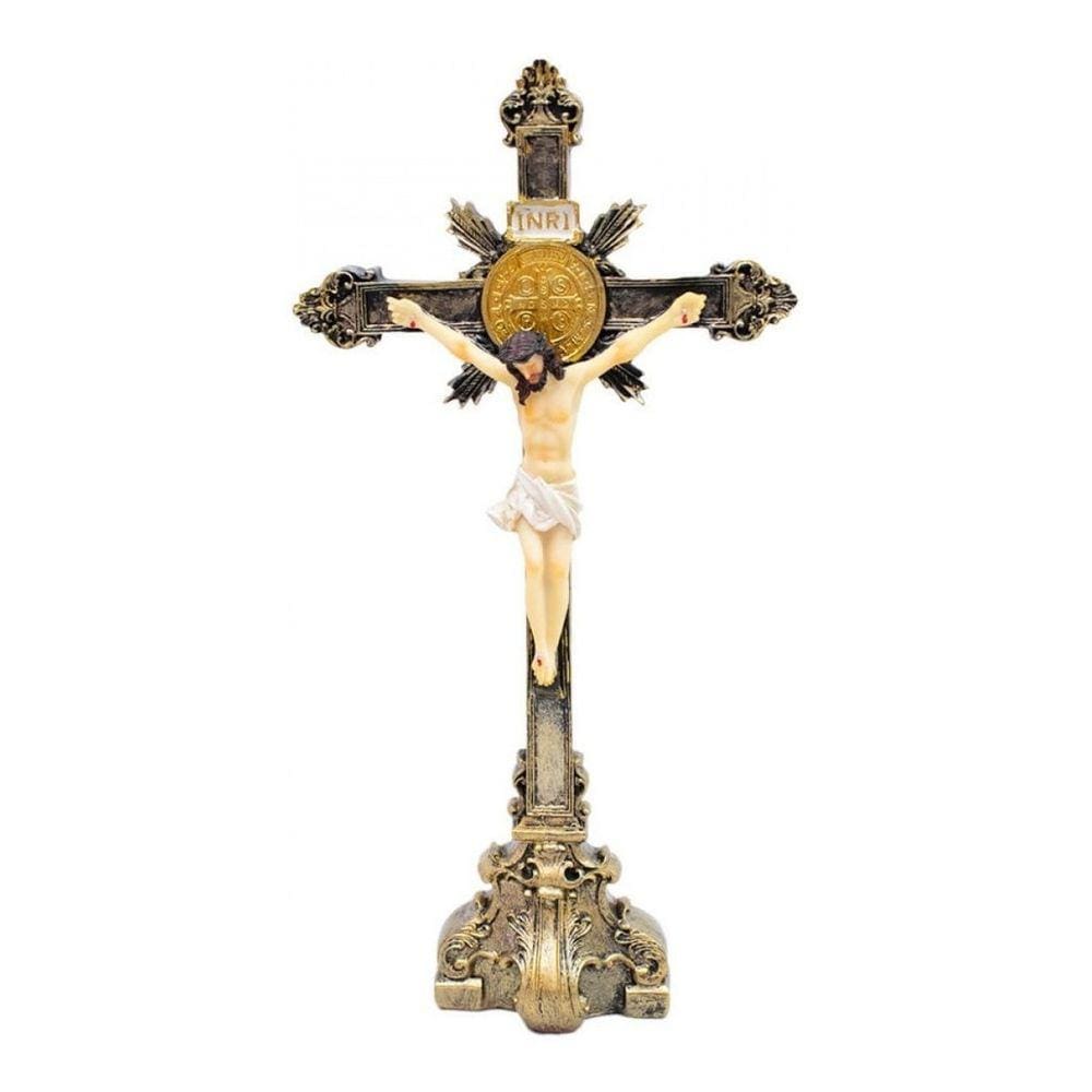 Crucifixo De Mesa  31cm - Enfeite De Resina