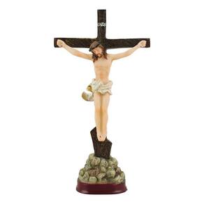 Crucifixo Mesa Pequeno Imagem Jesus Cruz Crucificado - 21cm