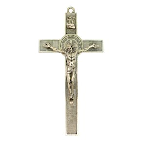 Crucifixo De Parede Dourado Em Metal Jesus Cristo - 30cm