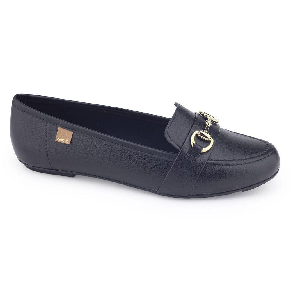 Sapato Beira Rio 4309.102 mocassim napa soft aplique ouro