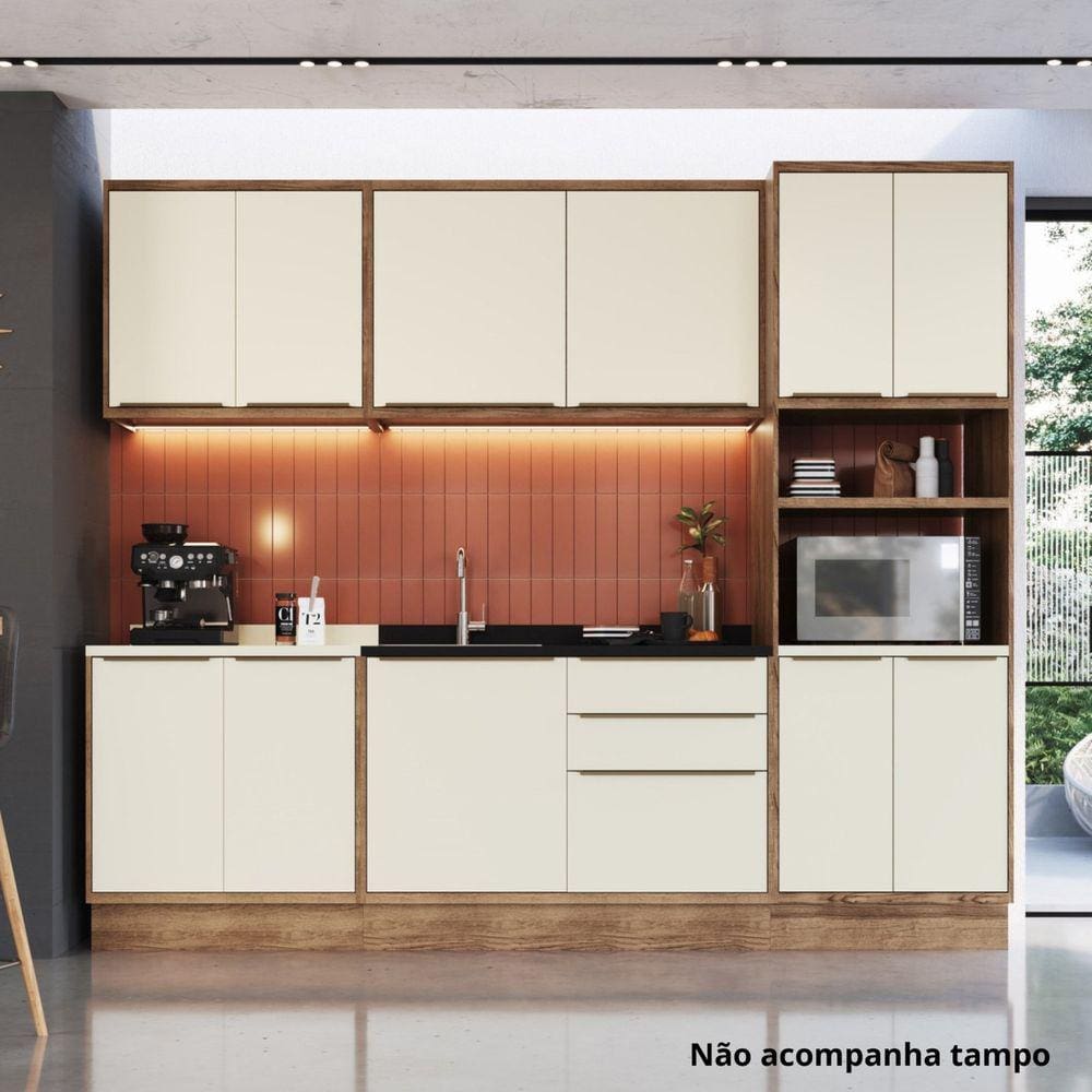 Cozinha Completa 5 Peças 11 Portas Viena Freijó / Cinza Argila