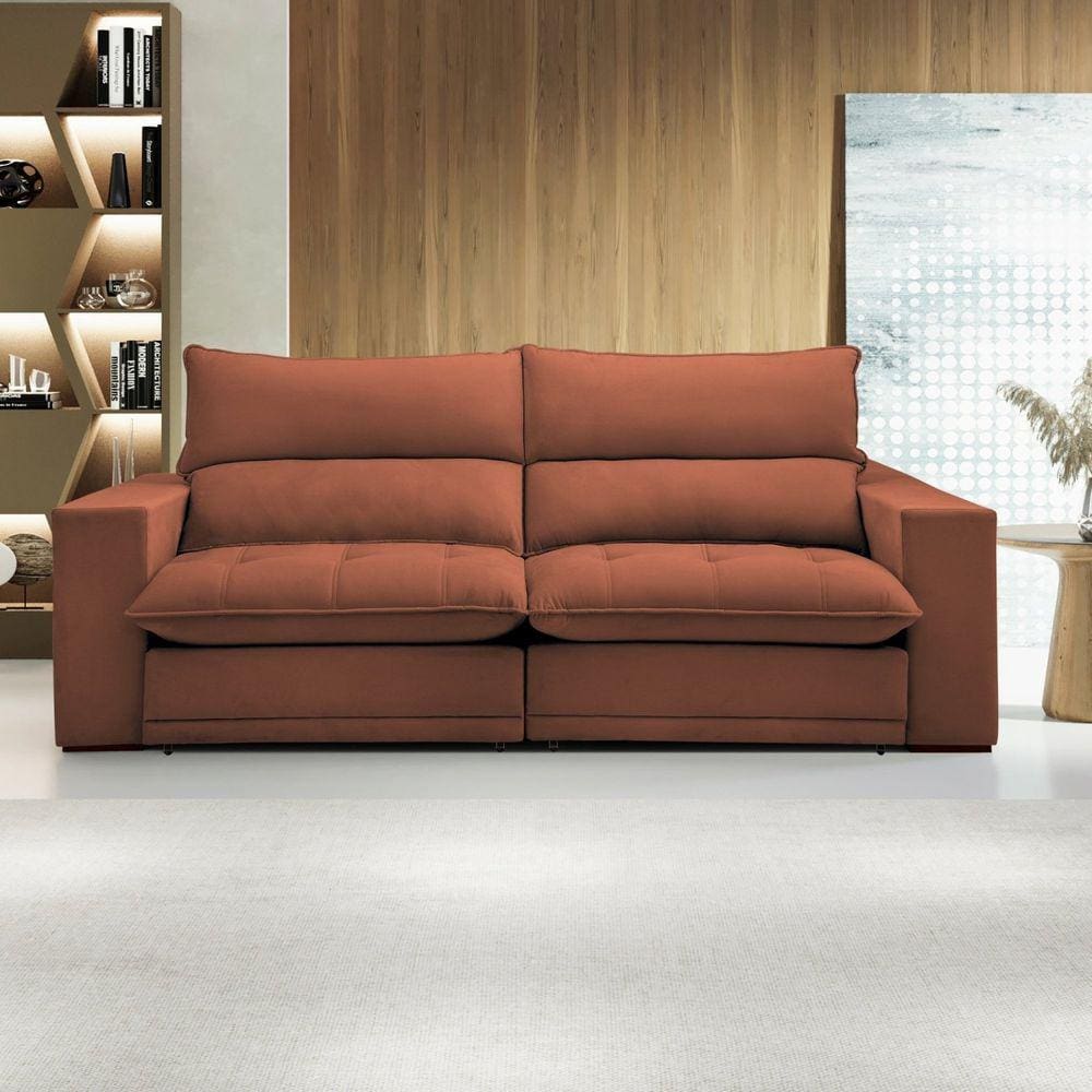 Sofá Retrátil e Reclinável Martinho 250cm Terracota