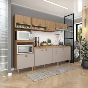 Cozinha Modulada Marti com Tampo 6 Peças Mel /Cinza