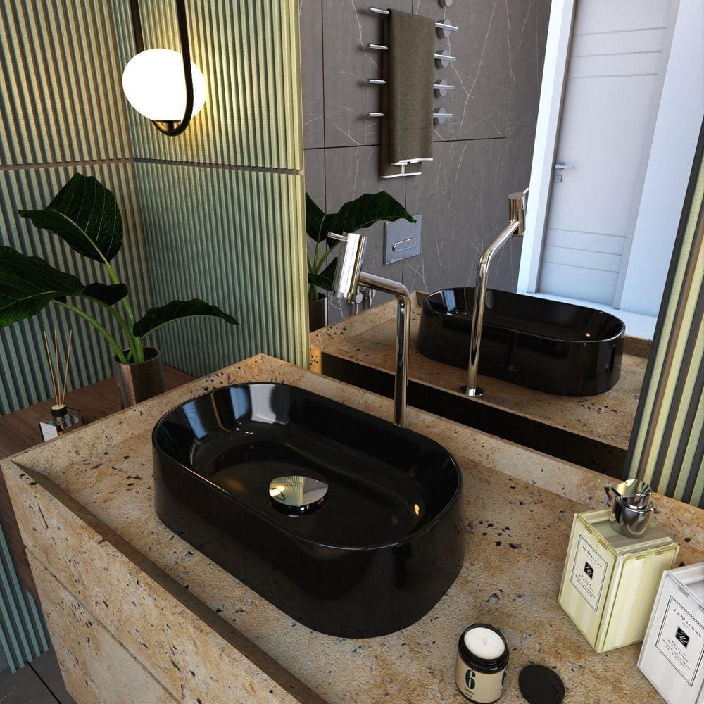 Kit Cuba Ov42 Laila com Válvula Click e Sifão com Flexível Preto