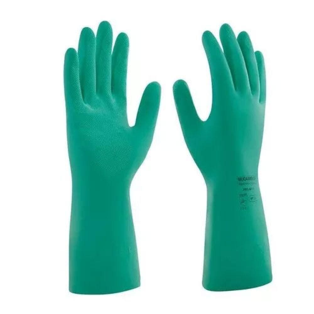 Luva malha Emborrachada Nitrílica Flocada - 9" - Tamanho G - Verde - Worker