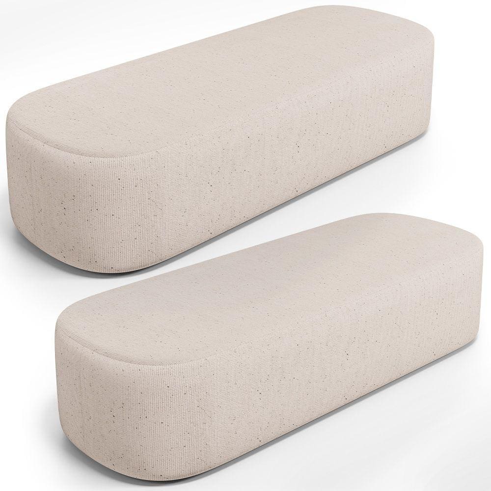 Kit 02 Puffs Decorativos Orgânico Living Quarto 195cm Doha Linho Cru - Lyam Decor