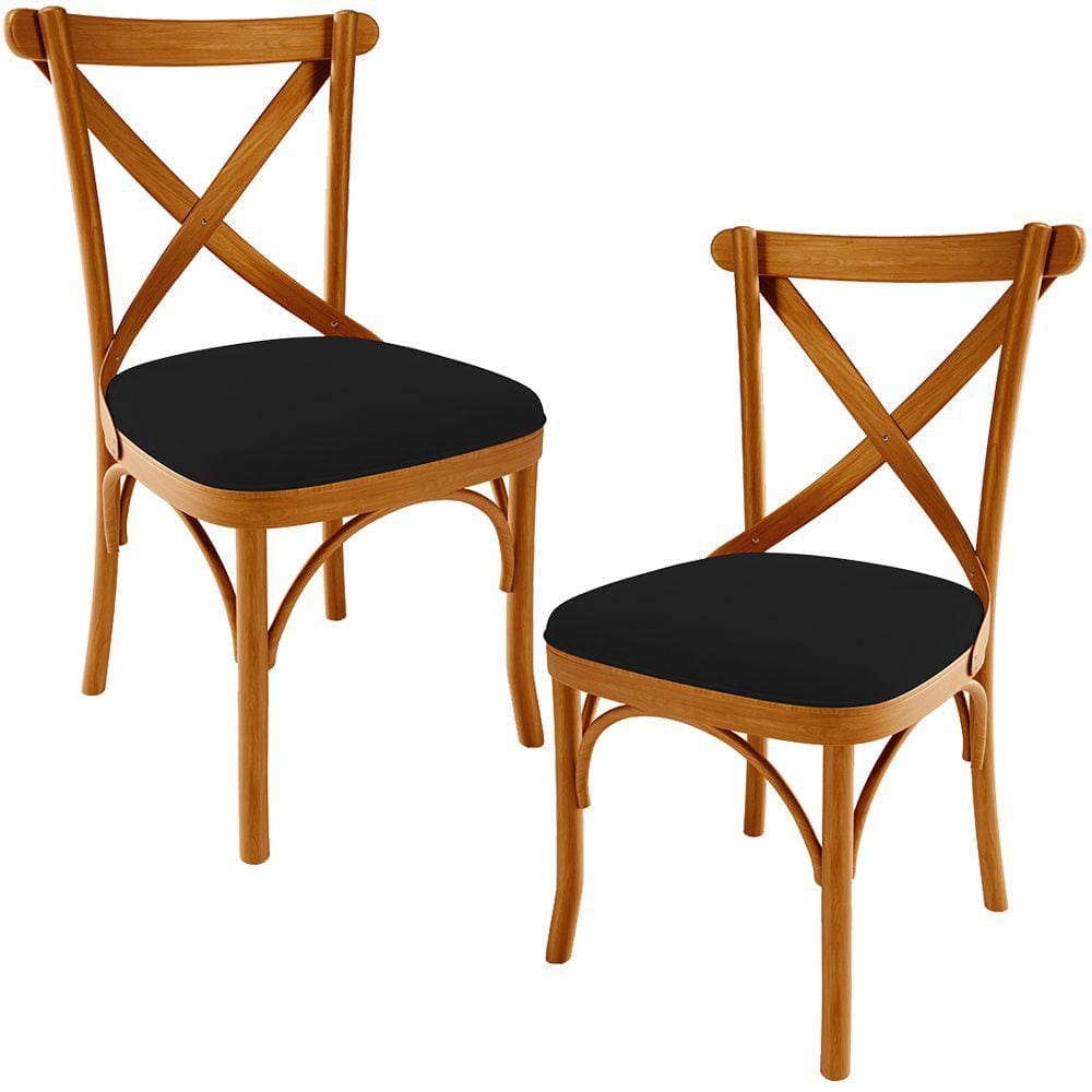 Kit 02 Cadeiras Para Sala de Jantar e Estar Living Estofada Ávila L02 Suede Preto - Lyam