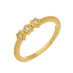 Anel 3 Estrelas com Zircônia Folheado a Ouro 18K