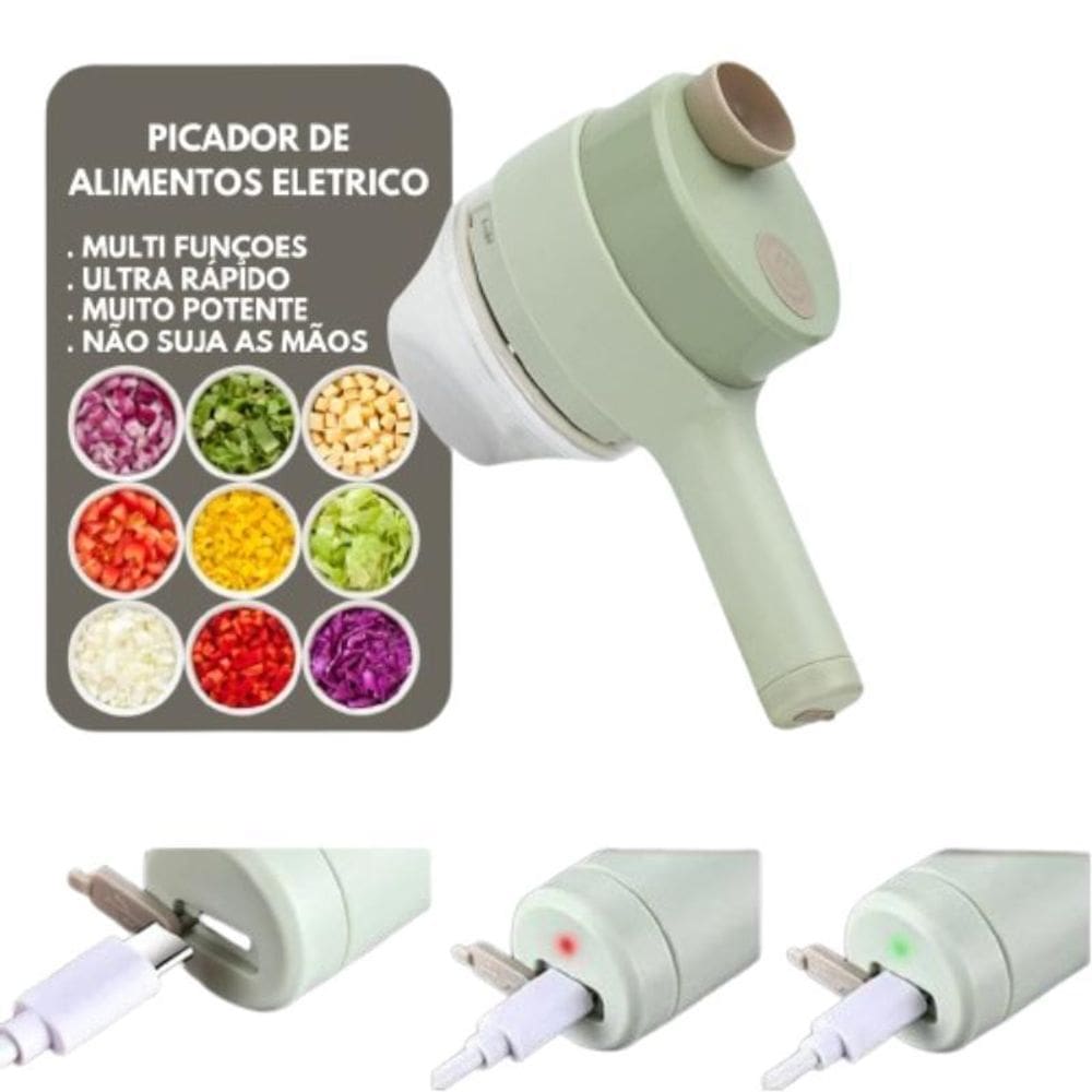 Mini Processador Elétrico Cortador E Fatiador Legumes Mini