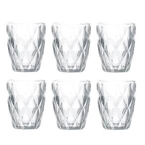 Jogo De Copo De Água E Suco De Vidro Diamante 6 Unid. 260Ml