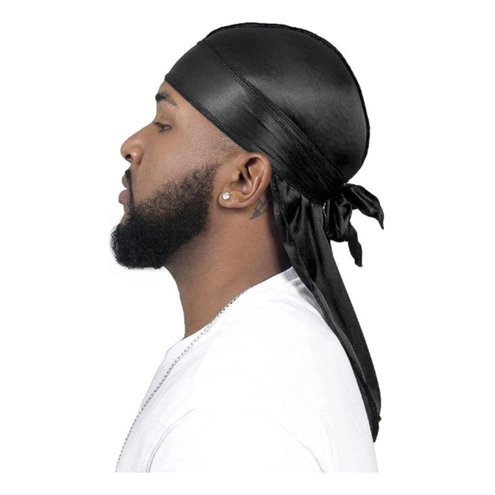 Bandana Durag Waves Touca Afro De Cetim Preto