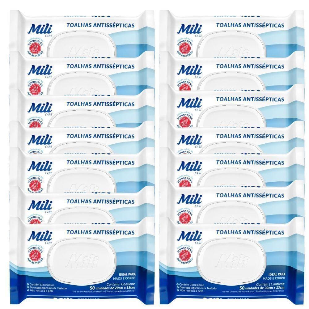 Toalhas Antissépticas Mili 14 Pacotes C- 50 (total: 700 Toalhas)-sem álcool